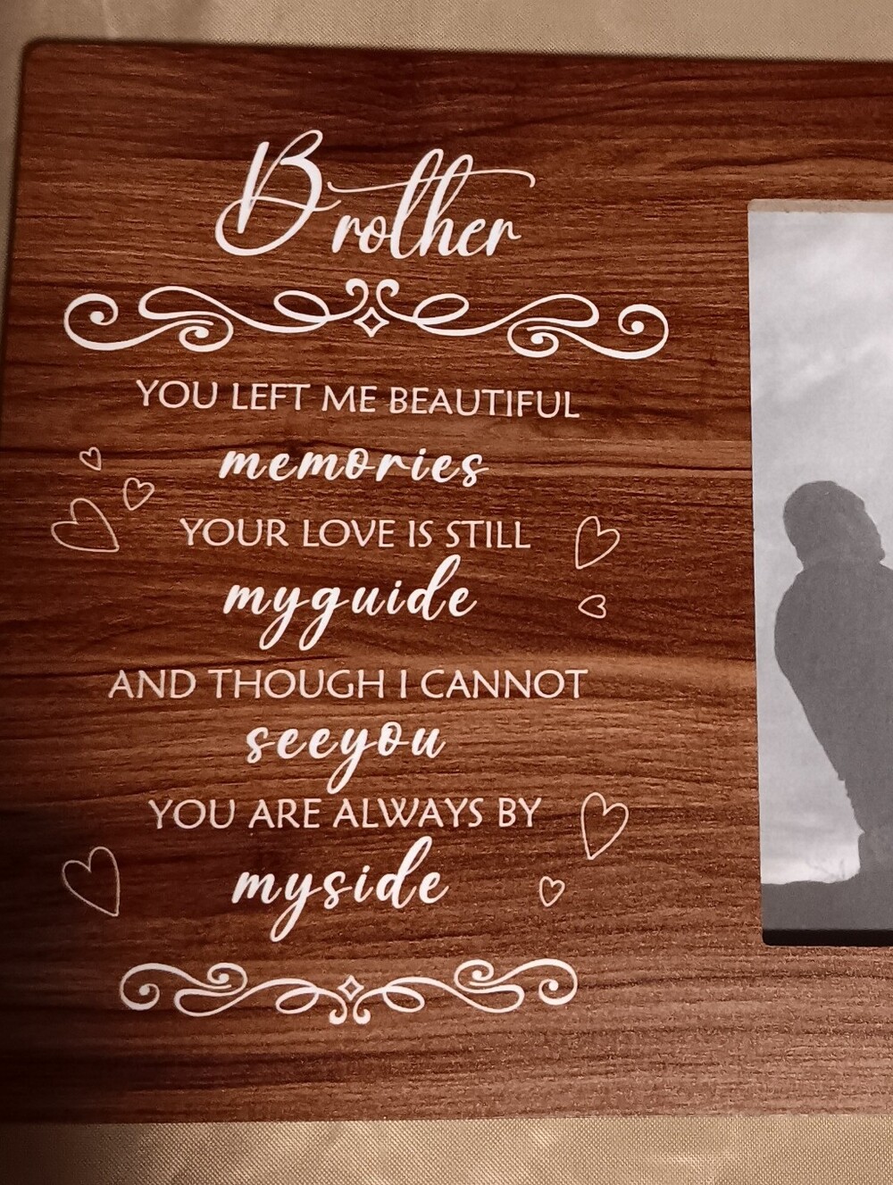 Brother Memorial Wood Picture Frame Plaque - Brown